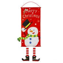 Christmas Flag Elf Snowman Cloth Hanging Cartoon Canvas Window Wall Decoration Supplies Scroll Pull Flag